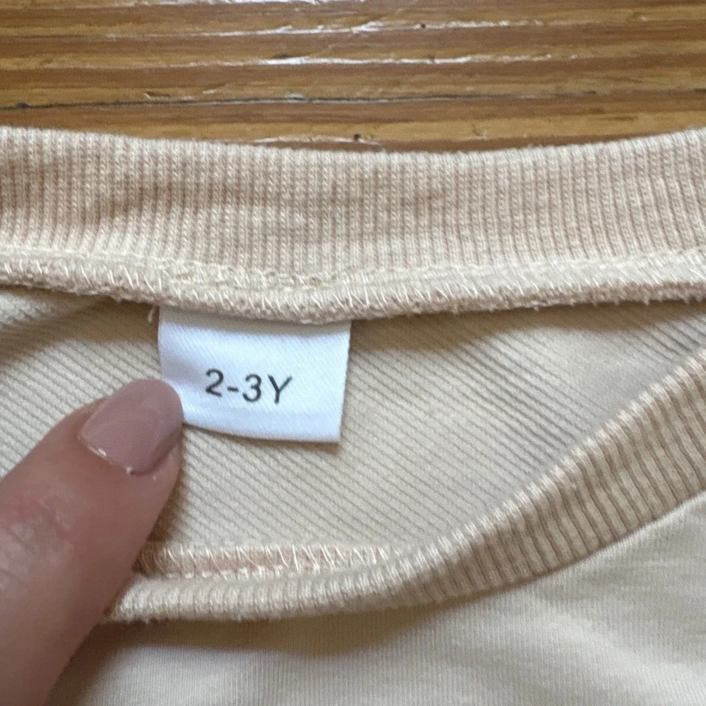 Big‎ Bro Sweatshirt Kids Beige Chenille Patch Pullover SIZE 2-3Y